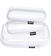 YQBRAO 3 Pack Clear Hard Shell Zipper Case, 1.2mm Heavy Duty Crush-Proof Travel Makeup Bag, TSA A...