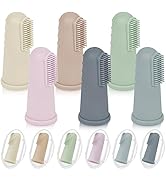 Baby Toothbrush Set, 6 Pcs Soft Infant Finger Toothbrush with 6 Boxes, Newborns Toddler Silicone ...