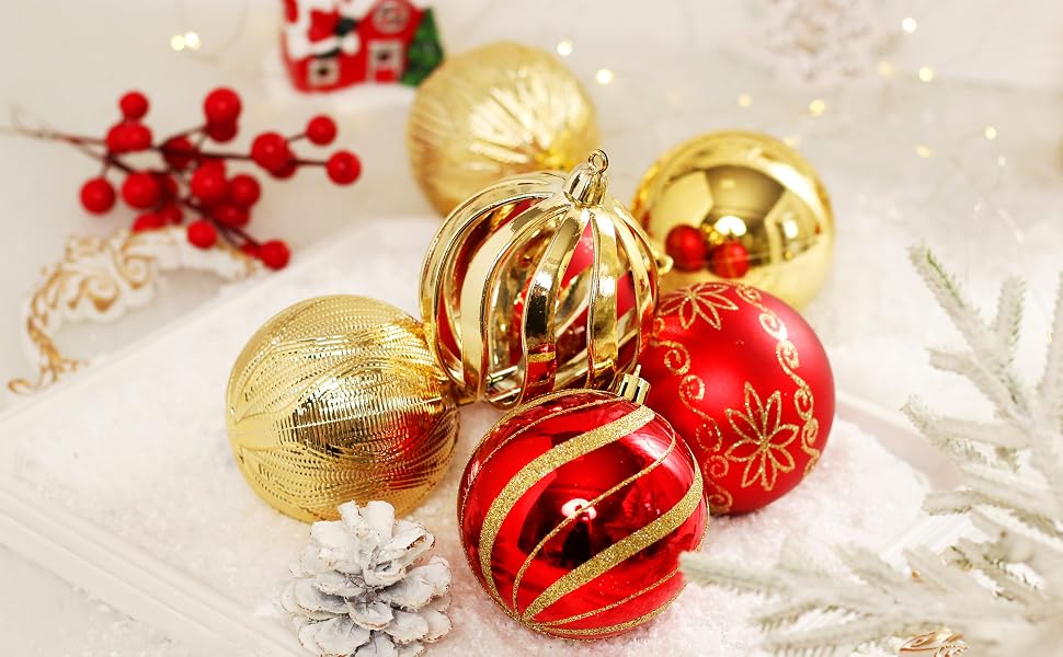 red and gold christmas ball