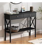 ChooChoo Console Table with Drawers, Narrow Wood Accent Sofa Table Entryway Table with Storage Sh...