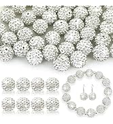 Rhinestone Beads 12mm for Jewelry Making - 50pcs Bling Sparkle Clay Beads for Friendship Bracelet...