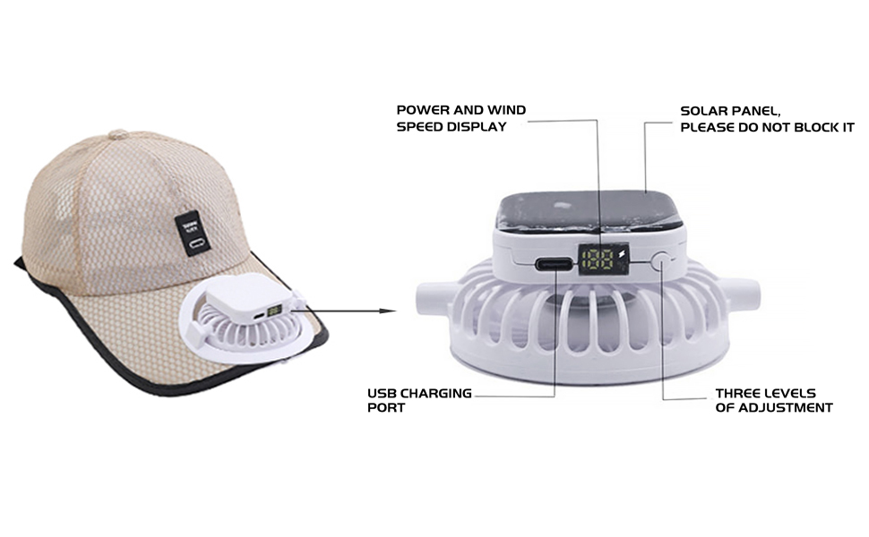Solar Powered Fan Wide Brim Outdoor Fishing Hat Cool Mesh UPF 50+ Sun Visor Baseball Cap for Women