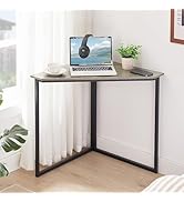 VECELO Corner Desk,Office Tables for Living Room for Small Space Triangle Computer Desk with Stee...