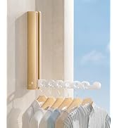 dancrul Natural Wood Folding Clothes Hanger Rack for Laundry Room, Wall Mounted Clothes Drying Ra...