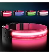 LED Dog Collar Rechargeable- Brightest Light Up Dog Collars - 1,600 Feet of High Visibility - Mag...