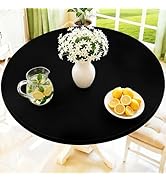 Moosfor Round Spandex Tablecloth, Elastic Fitted Waterproof Tablecloths for 45"-56" Tables, Stret...