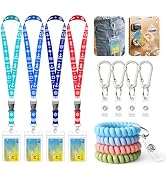4 Pack Cruise Lanyard for Ship Cards with Waterproof Detachable ID Badge Holders, Spiral Coil Wri...