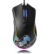 HITIME XVX Wired Gaming Mouse, 12000 DPI RGB Gaming Mouse with 12 Backlit Modes & 7 Macro Buttons...