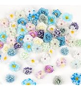 ATTGREAT Fake Flower Heads Mini Silk Flowrs Bulk Small Flower 3D Loose Faux Daisy Rose Sunflowers...