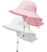 2-Pack Toddler Baby Sun Hat Kids Summer UPF 50+ for Boys Girls Adjustable Beach Hats with Bucket ...