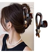 Fish Tail Hair Claw Clips, 4.5 Inch Large Acrylic Hair Clips for Women, Retro Amber Brown Non-Sli...