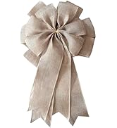 1 Pcs Large Burlap Bow 14.9 x 9 inches, Farmhouse Burlap Fabric Bow for Wreath, Rustic Decoration...