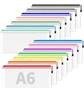 Smarpau 14pcs Zipper Pouch, 14 Colors 9.3" x 4.7" Mesh Pencil Pouches, Plastic Pencil Case Waterp...