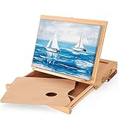 VISWIN 10"W x 13"L Tabletop Easel with Drawer and Palette, Adjustable Table Sketch Box, Solid Bee...