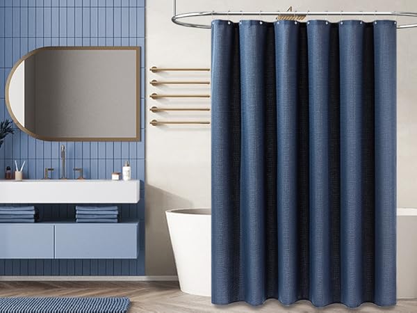 navy blue shower curtain