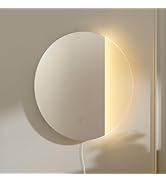 ONEWISH LED Wall Sconce, Dimmable Mirror Wall Lamp,16.93 inch Round Wall Lights for Bedroom with ...