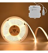 LumBelle COB LED Strip Lights Battery Powered, 6.6ft 640 LED Light Strip Dimmable Cuttable Flexib...