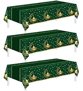 Childom 3 Pack Ramadan Mubarak Tablecloths for Eid Mubarak Decorations,54" x 108" Plastic Disposa...