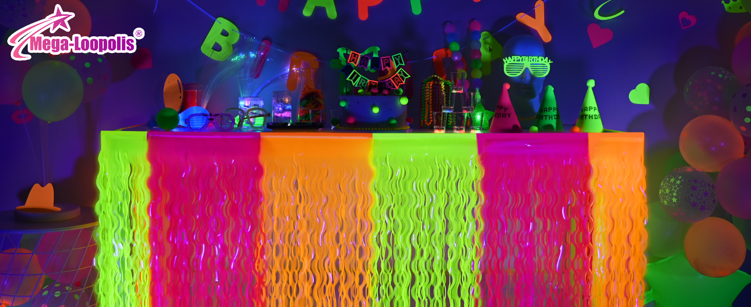 Fluorescent colors table skirts