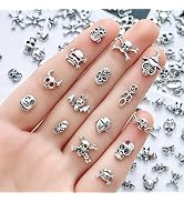 50Pcs Punk Gothic Skull Nail Charms, 3D Metal Silver Alloy Nail Art Charms, Halloween Alloy Nail ...