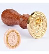 Wax Seal Stamp - Embossed Rose Flower, Oval Brass Head with Wooden Handle