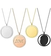 Frinnovan, 4 Pack Laser Engraving Blanks Necklace Stainless Steel Round Pendant Double Sided Rota...
