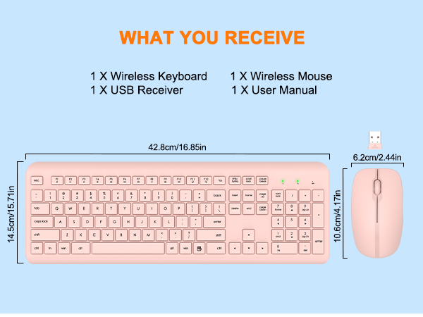 Wireless Keyboard and Mouse Combo, Full Size Silent Ergonomic Keyboard Mouse