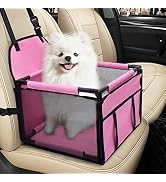 SWIHELP Dog Car Seat Puppy Portable Pet Booster Car Seat with Clip-On Safety Leash and PVC Suppor...