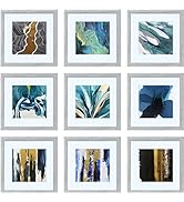 HEART ART 12x12 Grey Picture Frame Set of 9, Display Pictures 8x8 with Mat or 12 x 12 without Mat...
