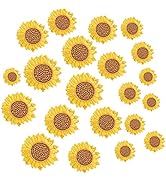 U-Sky Pretty Embroidered Patches, 21pcs Sunflower Iron On Patches, Sew On Applique Patch for Cllt...