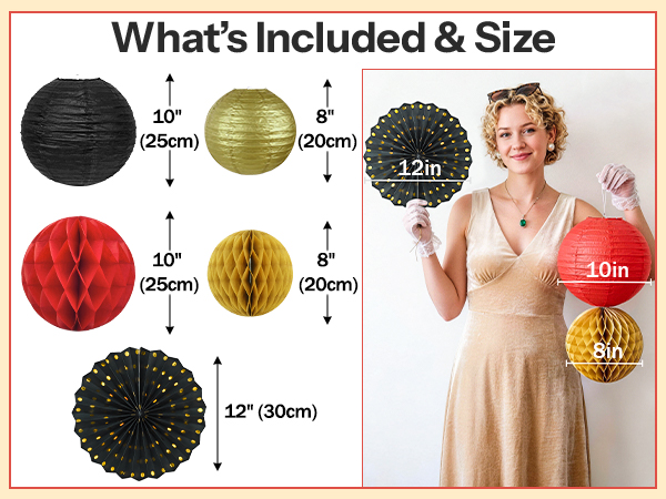 Red Black and Gold Party Decorations