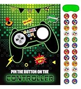 WERNNSAI Pin The Button on The Game - Gamer Party Decorations Birthday Games for Kids Party 21" x...
