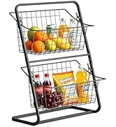 2-Tier Kitchen Countertop Organizer, Detachable Metal Wire Storage Basket, Multi-Purpose Spice Ra...