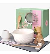 Joyscale Matcha Whisk Set, Ceramic Matcha Bowl with Spout 8 Pcs Matcha Kit Set(Bright White) for ...