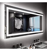 LOAAO 60X30 LED Bathroom Mirror with Lights, Anti-Fog, Dimmable, Backlit + Front Lit, Lighted Bat...