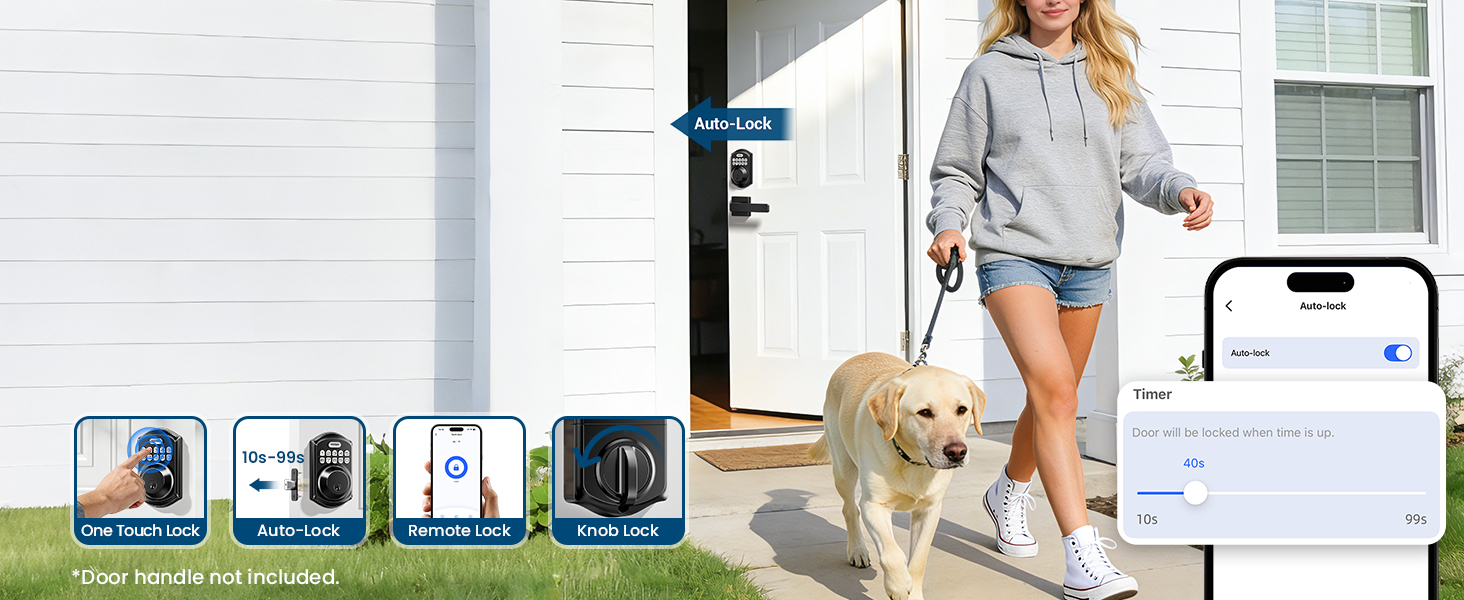 Supports 3 ways smart locking, including APP locking, one touch locking, and auto locking.