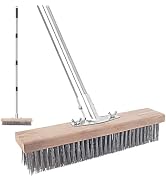 Stainless Steel Wire Scrub Brush with Long Handle for Deck, Concrete, Patio Floor Cleaning, Heavy...