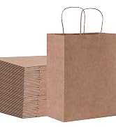 Brown Paper Bags with Handles Bulk 100Pcs 8x4.5x10.8 Inch Gift Bags Bulk, Brown Kraft Paper Bags,...
