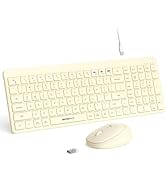 Wireless Keyboard and Mouse Combo for Desktop Mac iPad Bluetooth 2.4 Ghz Rechargeable Ultra Silen...
