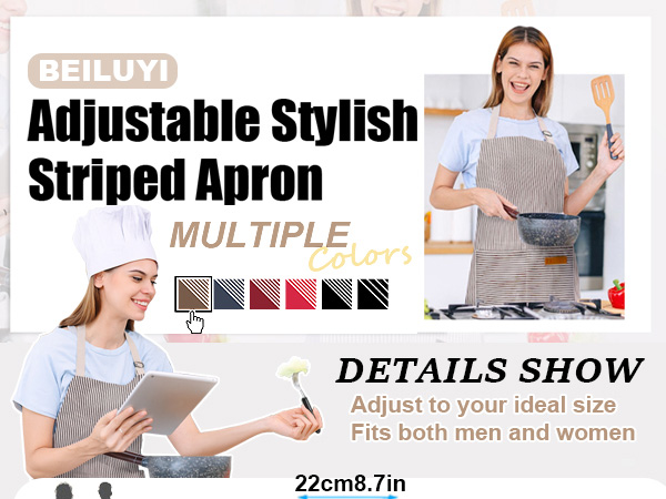 beluyi adjustable stylish striped apron