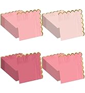 FALIZIFU 50 Pieces 2-Ply Pink Scalloped Napkins with Gold Foil Cocktail Napkins Disposable Paper ...
