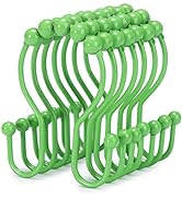 Goowin Shower Curtain Hooks, 12 Pcs Shower Curtain Rings, Stainless Steel Roller Rust-Resistant B...