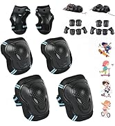 Kids Knee and Elbow Pads Set - Adjustable Protective Gear with Wrist Guard for Skating, Scooter, ...