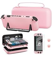 FUNDIARY Pink Travel Carrying Case for Switch 2 with Ergonomic Design, Shock-Absorption Accessori...