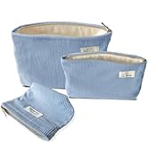 HAPPYHEIDI Corduroy Makeup Bag Set 3 w Compartment Cosmetic Toiletry Travel Pouch Purse Organizer...
