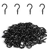 RELBRO 100 Pcs Small Screw Hooks, 1/2 Inch Black Mini Screw in Jewelry Hooks Tiny Metal Screw Woo...