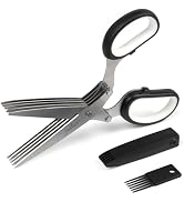 Jenaluca 5 Blade Herb Scissors - Salad Scissors - Cut & Chop Fresh Herbs & Leafy Greens - Stainle...