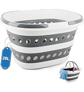 28L Collapsible Laundry Basket with Handle, Foldable Clothes Basket Laundry Hamper Plastic Storag...