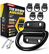 PAMAZY 6PCS Heavy Duty Steel D Rings Tie Down Anchors, Ultra Durable 3500 Pound Breaking Strength...