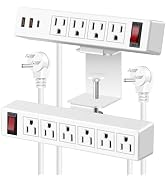 Desk Clamp Power Strip with PD20W USB-C, 2 in 1 Dual Layer Under Desk Power Strip, Removable Clam...